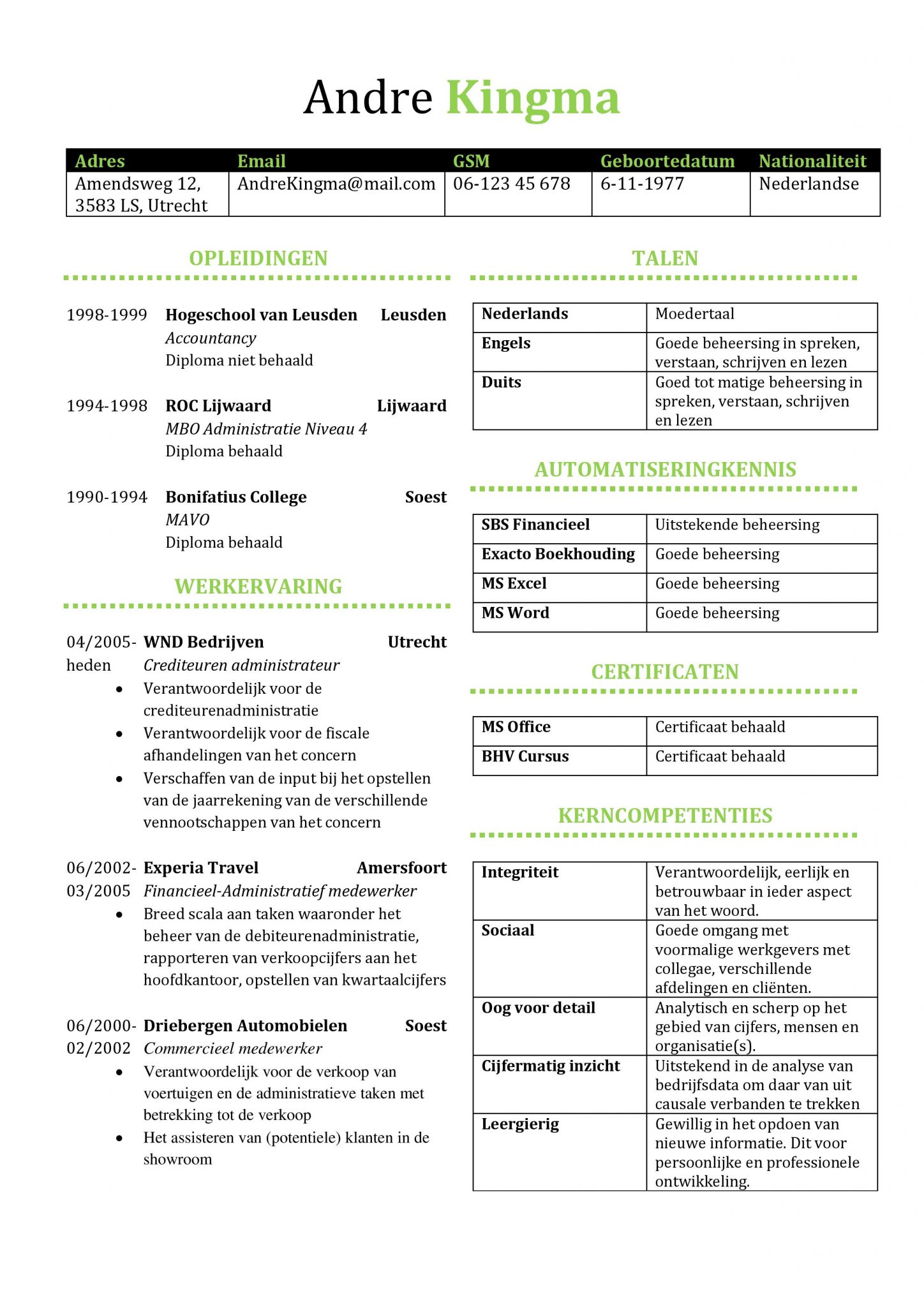 Cv Voorbeeld Preston Gratis Cv Sjabloon Administratief Medewerker