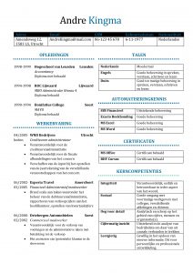 Voorbeeld CV Preston (Blue Sky), cv maken met gratis curriculum vitae sjabloon