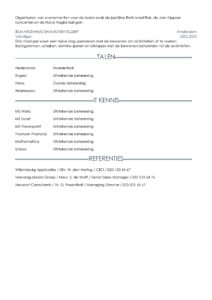 CV Voorbeeld Sheffield Blue Ocean 2/2, cv sjabloon