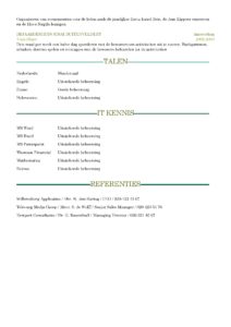 CV Voorbeeld Sheffield 2/2, pagina 2, gratis cv, professioneel en overzichtelijk.