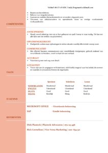 CV Voorbeeld Newport (Red Rose) 2/2, gratis voorbeeld cv, cv secretaresse, cv administratie, cv verkoopster