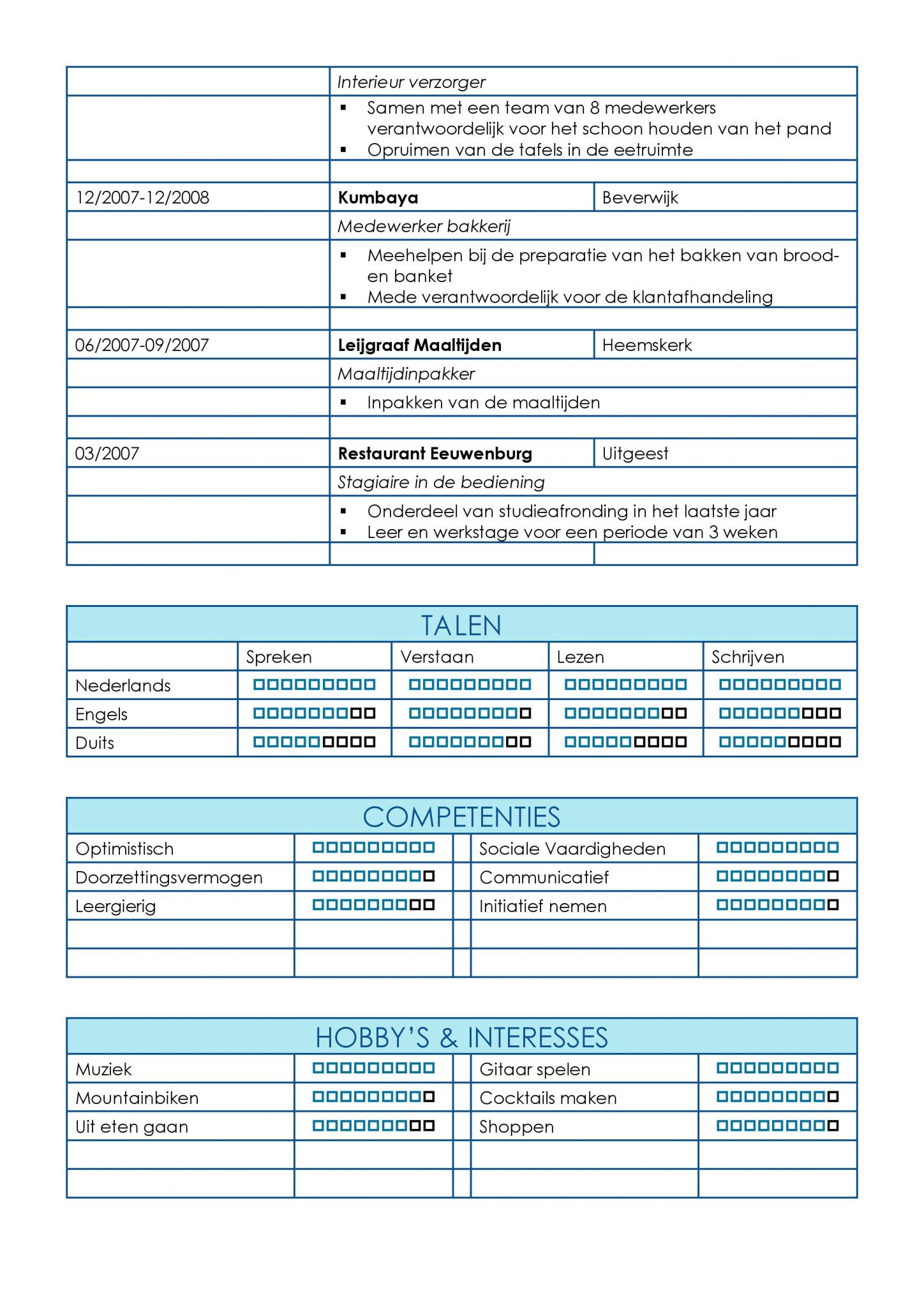 Gratis Cv Sjabloon Voorbeelden Cv Templates Sjablonen In