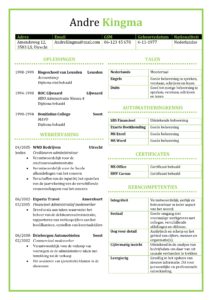Uitgelichte cv voorbeeld Preston