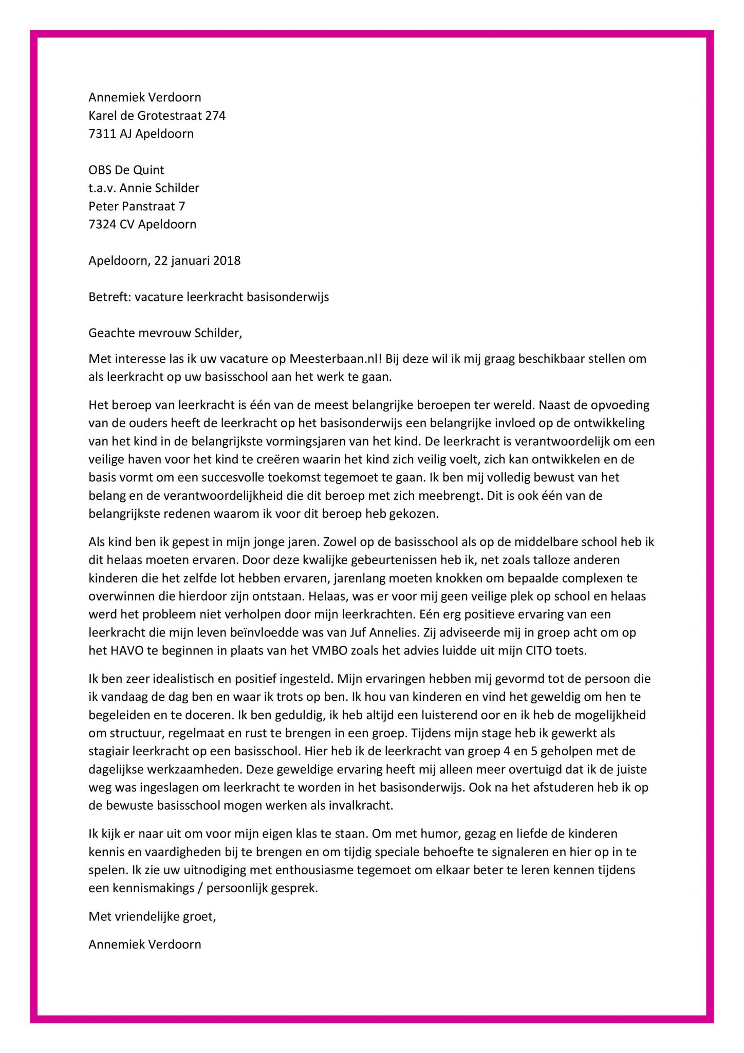 Sollicitatiebrief Leerkracht Basisonderwijs Een Geweldige Motivatiebrief