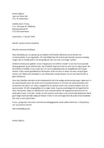 Sollicitatiebrief Schoonmaakster, Motivatiebrief voor Mederwerker Schoonmaak