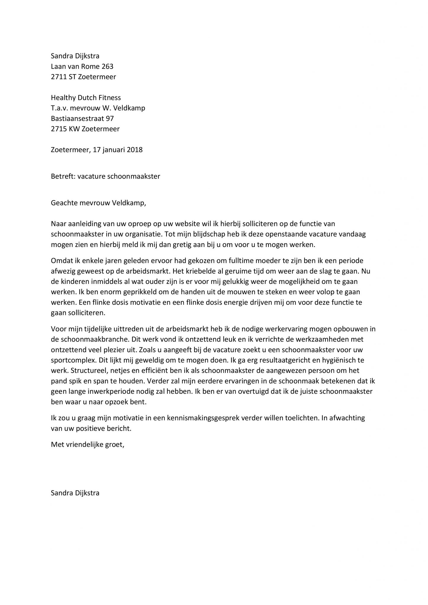 Sollicitatiebrief Schoonmaakster Top Motivatiebrief Voor De Schoonmaak