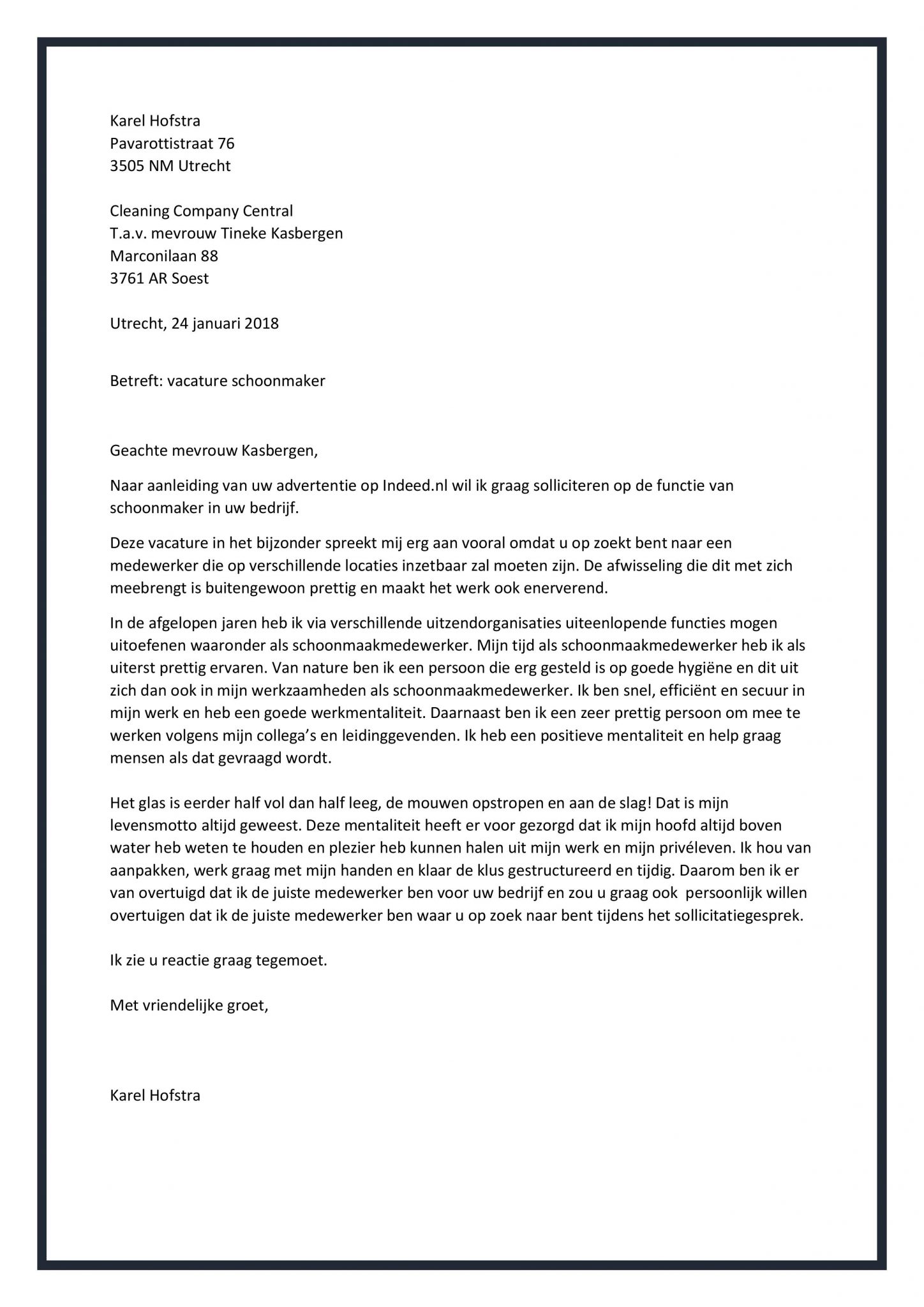 Sollicitatiebrief Schoonmaker Beste Schoonmaak Motivatiebrief 2018