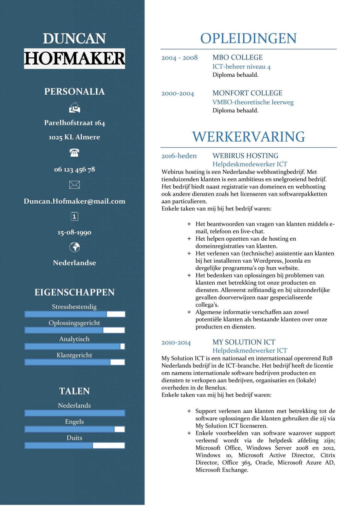 federatie Laan Stemmen Gratis CV Sjabloon Voorbeelden | CV Templates / Sjablonen in Word gratis