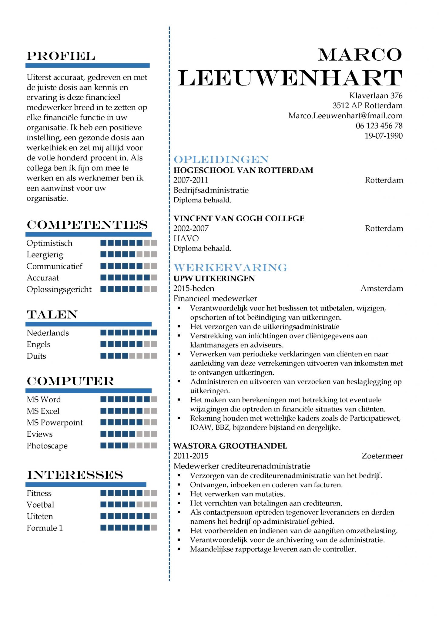 Cv Sjabloon Greenwich Top Cv Template Inhoud Financieel