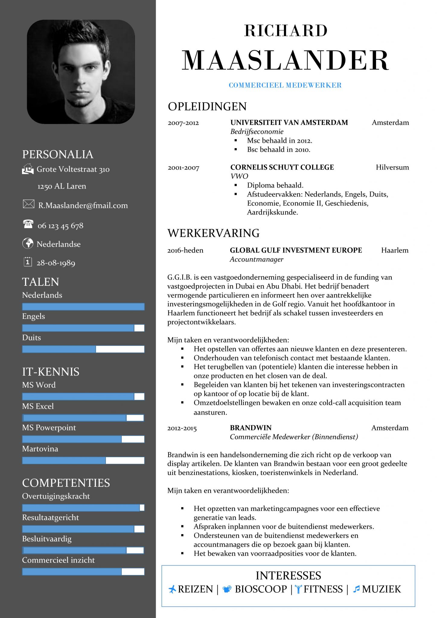 Vanaf daar waterstof Bespreken CV Sjabloon York | Unieke Gratis CV Template | Inhoud: Commercieel