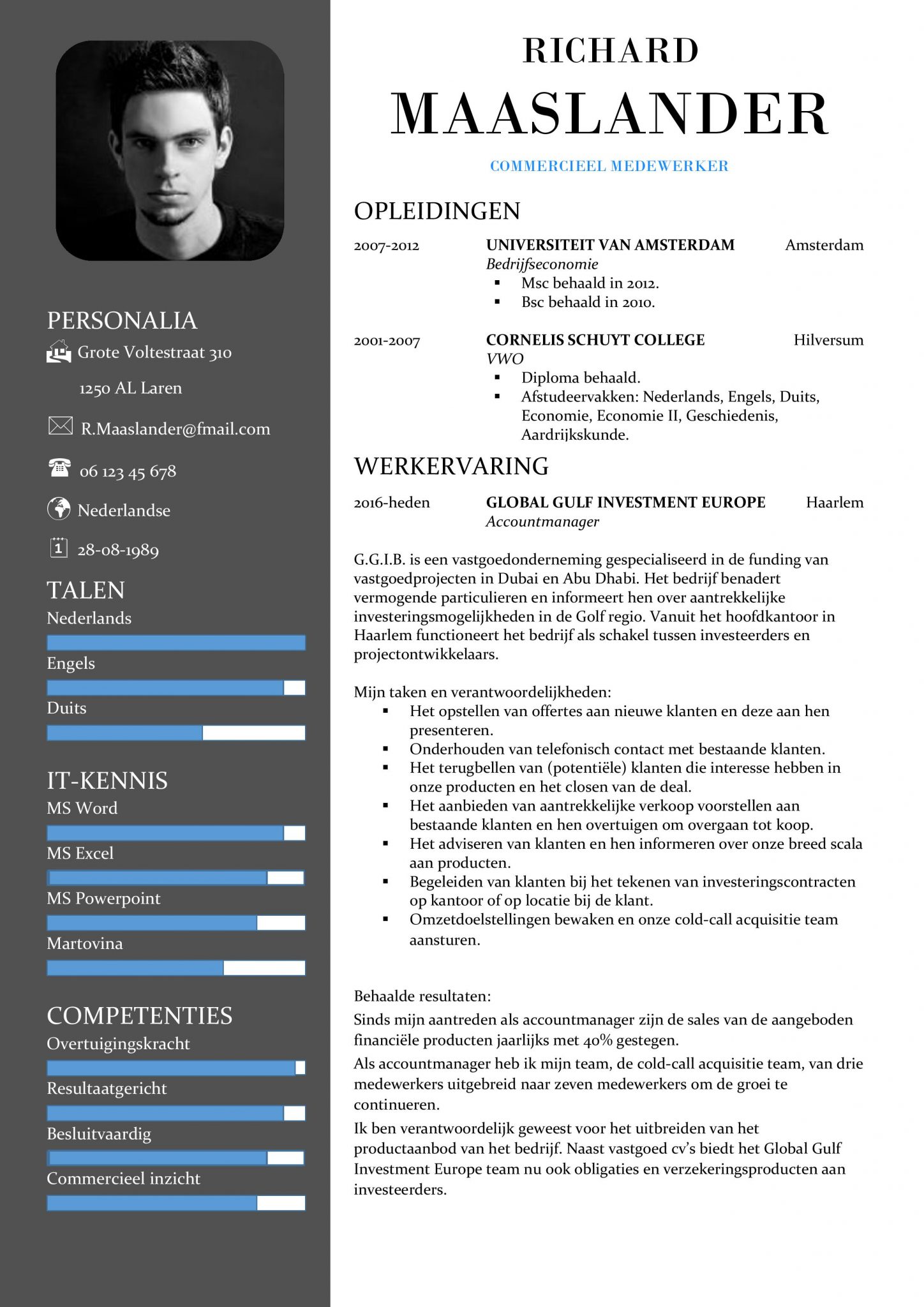 Shetland Vallen Ironisch CV Sjabloon York | Unieke Gratis CV Template | Inhoud: Commercieel