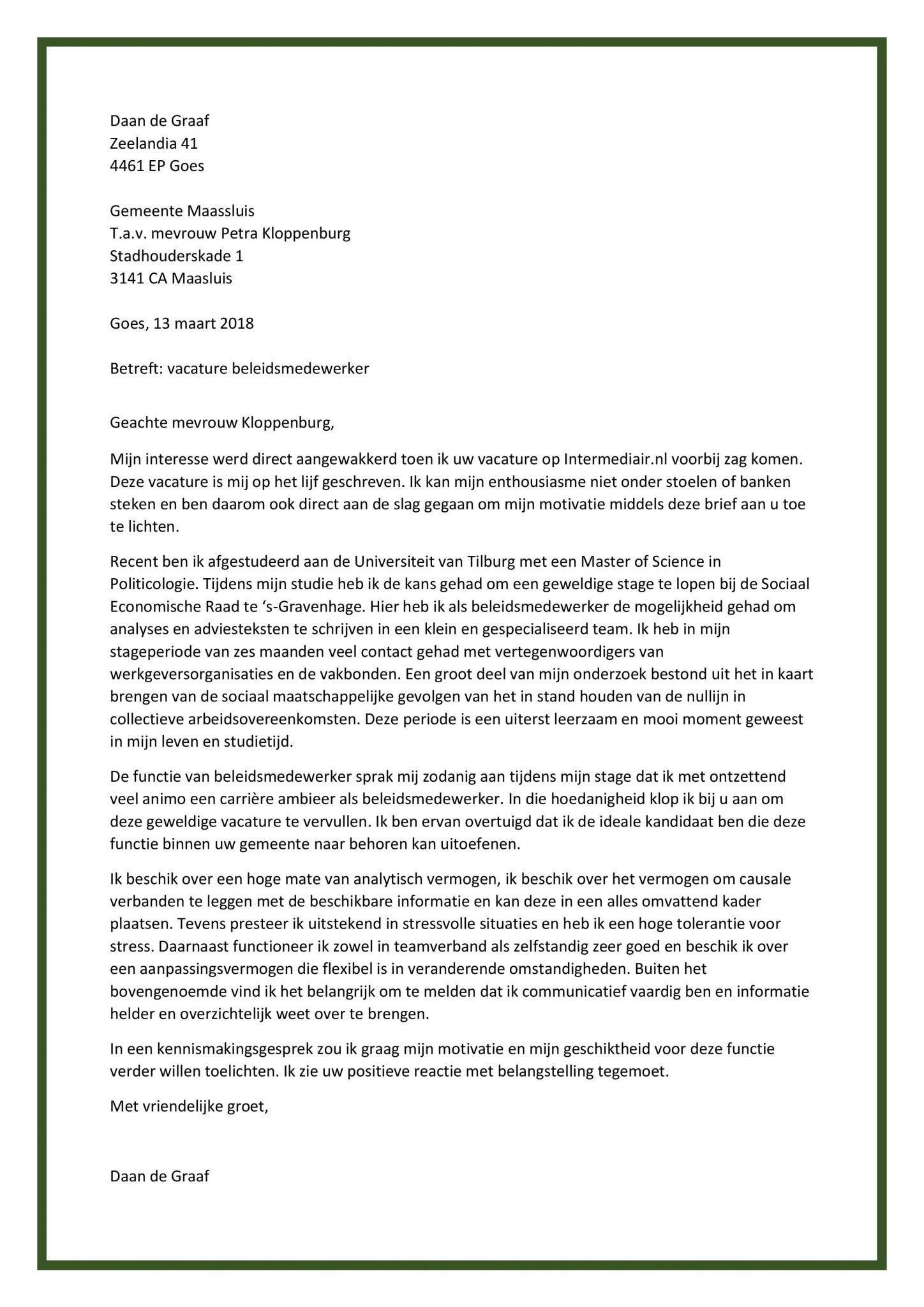 Sollicitatiebrief Beleidsmedewerker Originele Top Motivatiebrief