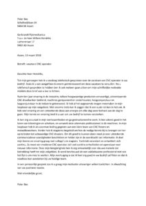 Sollicitatiebrief CNC operator