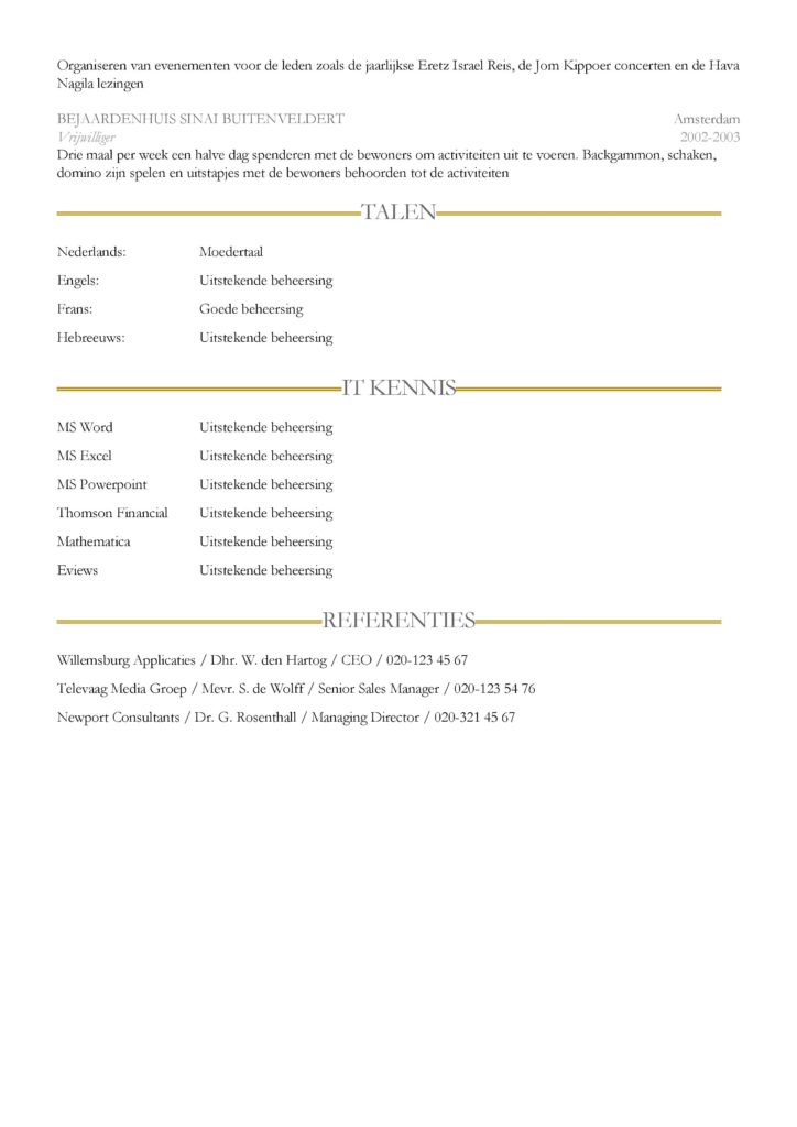 CV voorbeeld Sheffield (Gold Blue) pagina 2