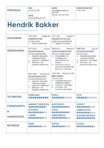 CV Voorbeeld Coventry (Blue Bank), gratis voorbeeld curriculum vitae, automonteur, verkoper, sales.