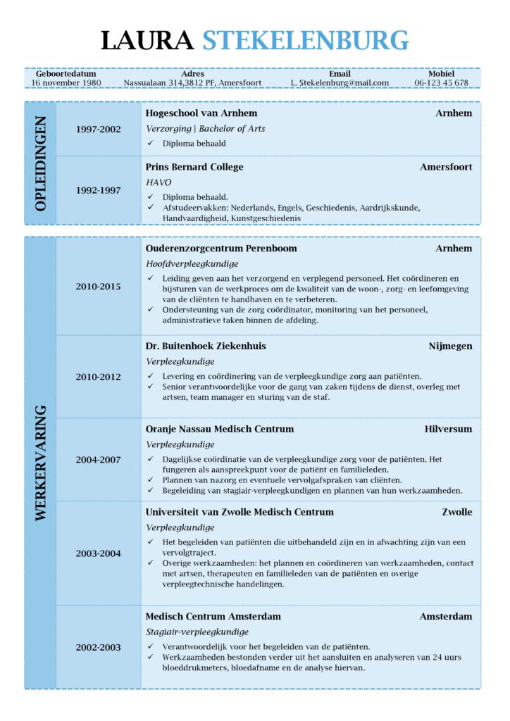 cv voorbeeld Lancaster (magic blue) 1/2, voorbeeld cv word, cv maken in word, gratis curriculum vitae, pagina 1