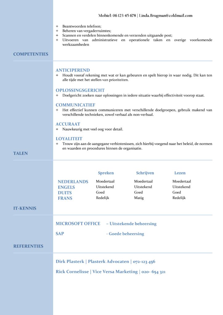 CV Voorbeeld Newport 2/2, gratis curriculum vitae, professioneel, cv office, kantoorfunctie