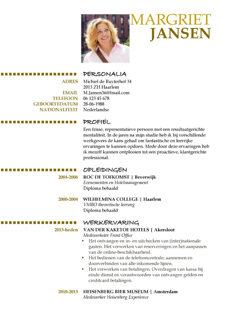 hoe maak je een cv? CV Voorbeeld Oxford (Gold Version) 1/2, top curriculum vitae