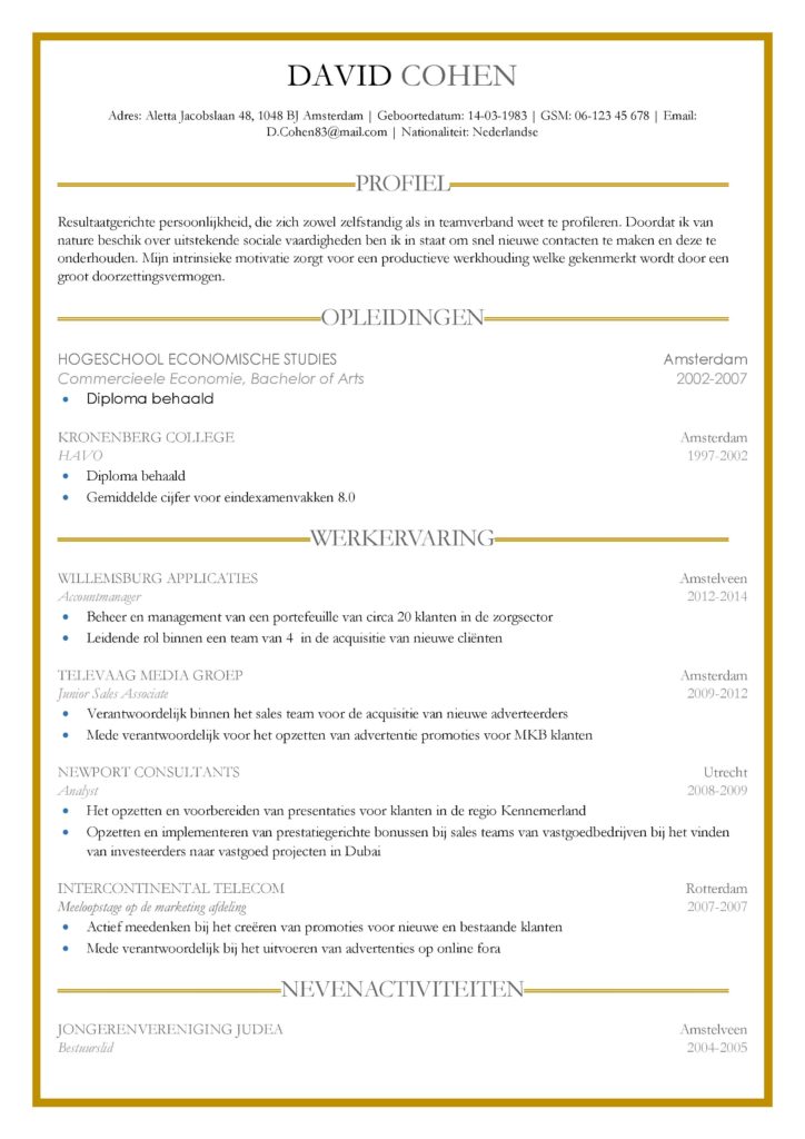 CV David Cohen, uitgelichte curriculum vitae