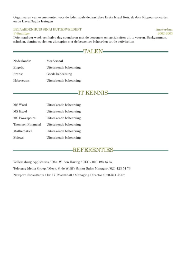 CV Voorbeeld Sheffield (Dark Green) 2/2