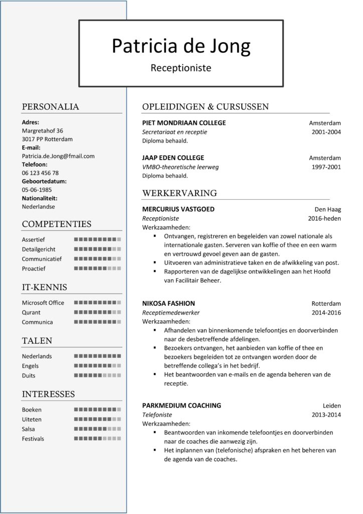 CV Sjabloon Birmingham 1-2 (2 paginas)