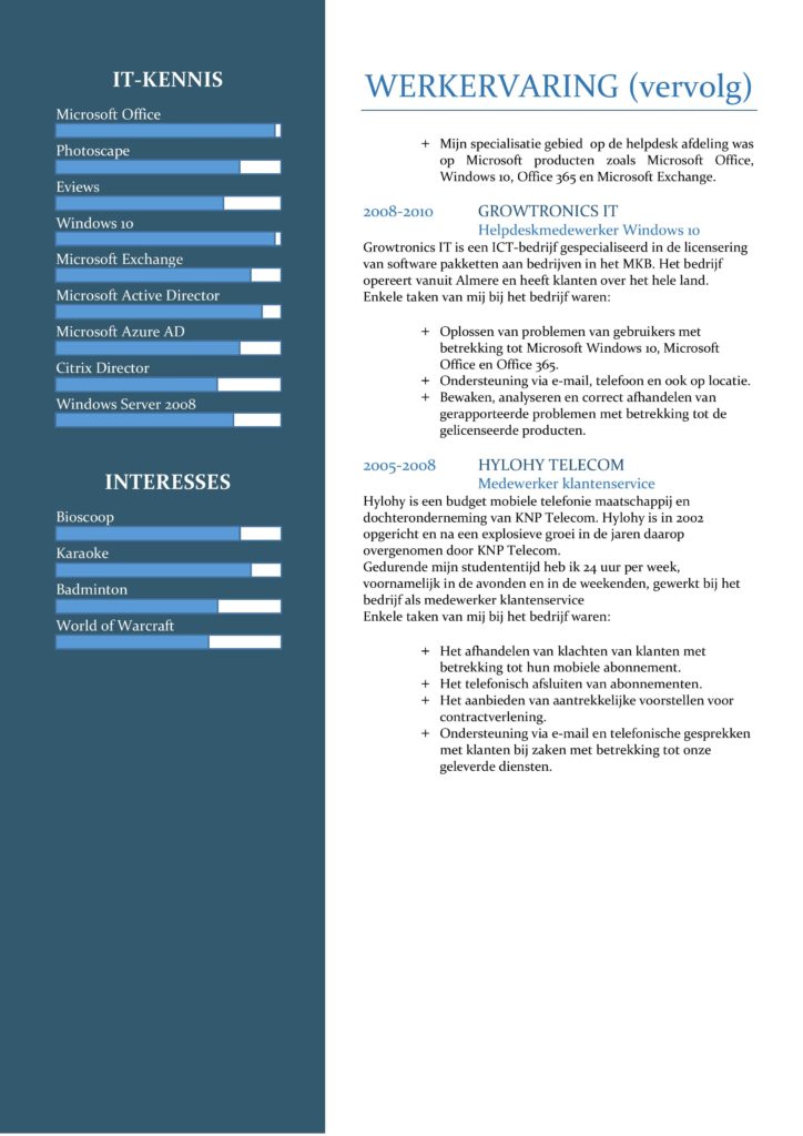 CV Sjabloon Cambridge 2-2 (2 paginas)